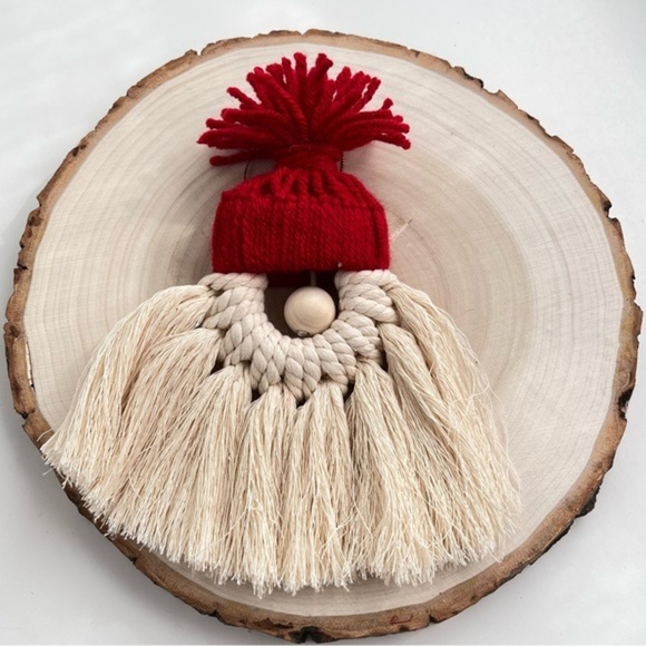 Macrame Gnome Tree Ornament - Picture 1 of 7
